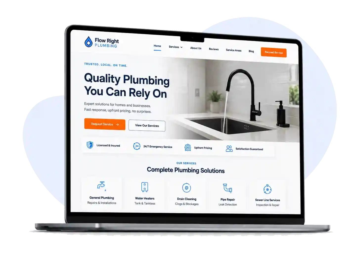 Plumbing company website refresh mockup