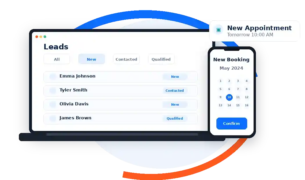 Lead and booking system dashboard for managing local service leads