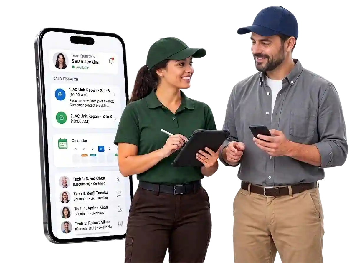 Local service employees using the TeamQuarters mobile employee workspace