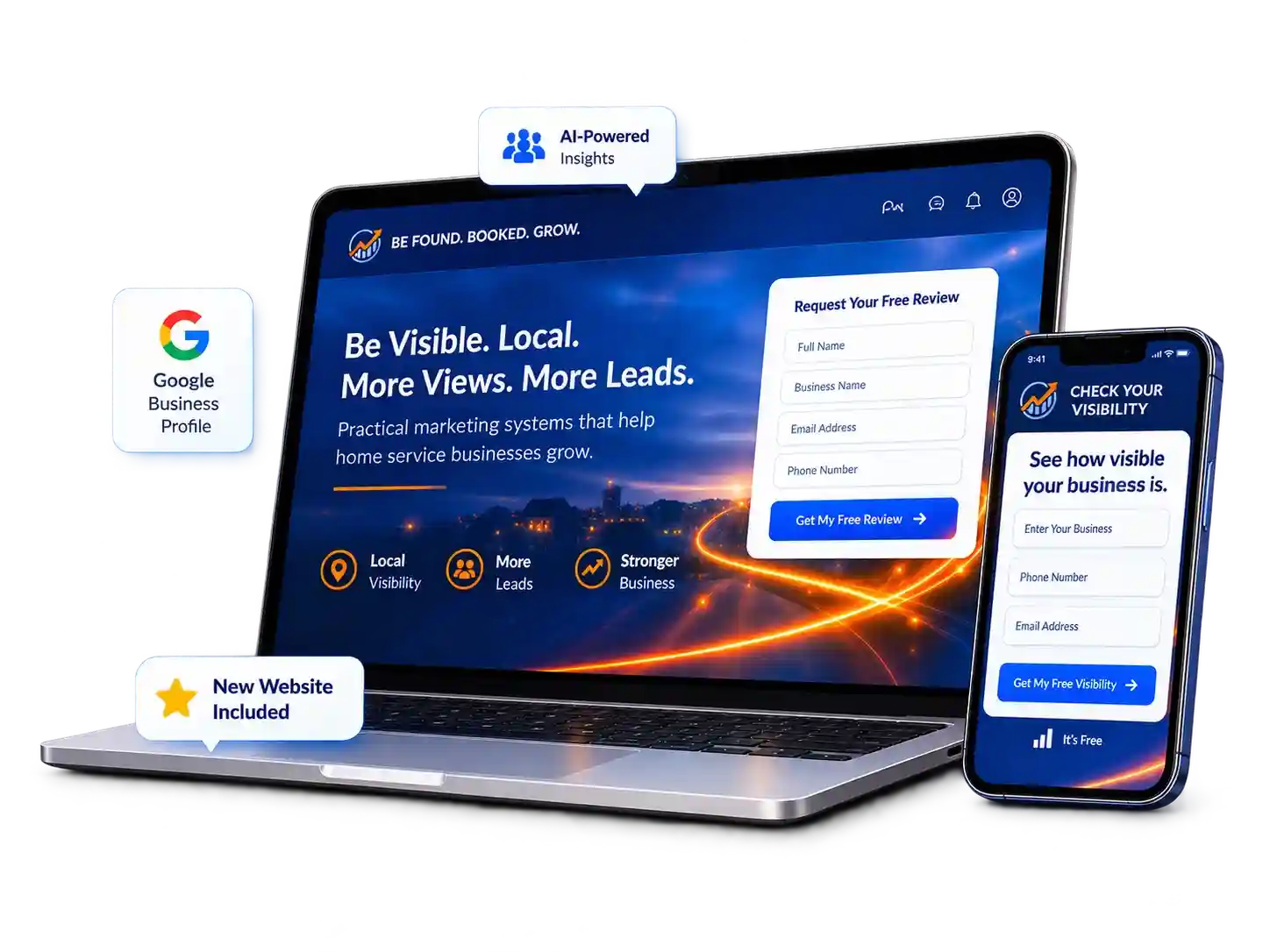 WebSEOPro local SEO and lead generation dashboard for home service businesses