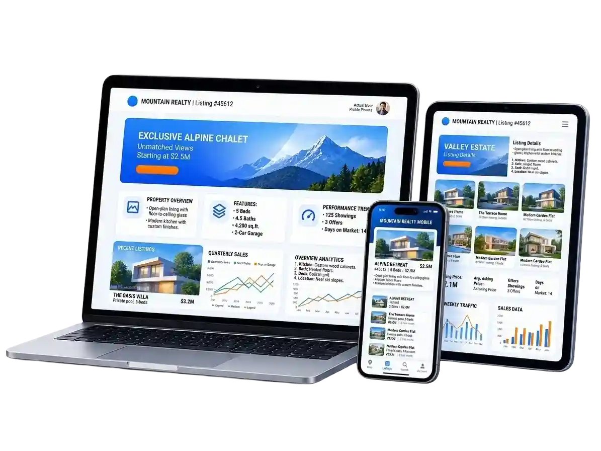 Responsive home service business website design on desktop tablet and mobile